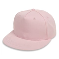 Pink flat brim hip hop baseball cap for kids featuring a five-panel cotton structure - Pink