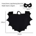 Kids bat wing cape and mask set for Halloween cosplay costume, black felt fabric 131x100cm - One Size / Large Bat Cape + Mask