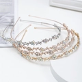 Elegant floral headbands with rhinestones in gold, silver, and rose gold finishes - Rhinestone Rose Gold (D2130)