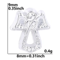 Silberner Engel-Charm mit Strass für DIY-Armbänder mit Maßen von 9mm x 8mm - Engel-Silber Strass