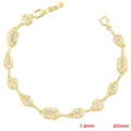 Detail of gold geometric bracelet showing 7.0mm width and 205mm length dimensions - Bracelet / Gold White Zircon Bracelet (VL461)