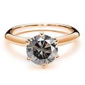 Close-up of S925 sterling silver ring featuring a six-prong set round moissanite stone - Size 5 / 1 ct / Gray