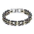 Bracciale da uomo stile catena moto in acciaio inossidabile nero e oro - Nero e Oro
