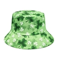 Grüner St. Patrick's Day Anglerhut mit Kleeblatt-Muster und verstärkten Nähten - M (56-58cm) / Klee
