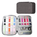 Grey fabric watch strap organizer bag with zipper and multi-slot elastic storage - Single Layer Gray 31*23*2cm