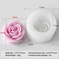 White silicone rose flower mold with detailed pink petal resin craft and dimensions - Rose Style (H-0698)