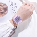 Minimalist transparent lavender digital watch featuring a purple rectangular LED dial face - Purple