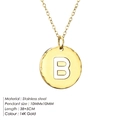 14K gold plated stainless steel necklace featuring a small letter B initial pendant - Letter B (B-14K Gold)