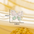 Silver butterfly screw back earrings with pink and green inlay accents measuring 0.88cm - Silver Pink Green Butterfly Style (A315-4#)