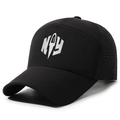 Casquette de baseball noire respirante avec logo NY réfléchissant et aérations - Réglable / Noir
