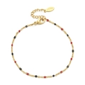 Bohemian gold stainless steel bracelet with red and black enamel beads and lobster clasp - Gold Red Black