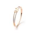 Detail of rose gold butterfly bangle with elegant double-track design and white zircon inlay - Hollow Butterfly Rose Gold (B2201-RG)