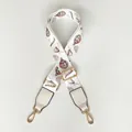 Colorful wide shoulder strap with hot air balloon pattern and gold metal buckles - Hot Air Balloon White Leather Gold Hook