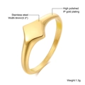 Minimalist 8mm gold plated stainless steel signet ring with rhombic flat top surface - US 6 / Rhombus Flat Style / Gold
