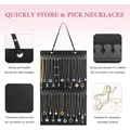 Hanging black felt and PU leather jewelry organizer for necklaces and bracelets - Double-sided Necklace (Leather Back)