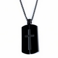 Collana con ciondolo a croce in acciaio inossidabile placcato nero su bianco - Solo ciondolo / Nero