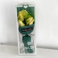 Yellow soap rose bouquet in transparent gift box with green wrapping and ribbon - Milk White With Box
