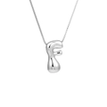 Detail of silver puffy letter F pendant with polished finish on a box chain necklace - Letter F (Pendant Only)