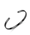 Polished black stainless steel C-shaped cuff bracelet with heart cut-out details - 4mm Heart Style / Black