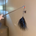 Silver crane hair pin featuring a vivid orange bead and black feather tassel - Black Feather Crane Design Style (73#)