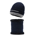Set berretto in maglia blu navy e scaldacollo da uomo con fodera in pile spesso invernale - Taglia unica / Blu navy