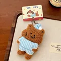 Brown plush bear keychain in blue striped pajamas and nightcap, 11.5cm cute pendant - 3# Blue Pajamas Bear Plush Doll Keychain