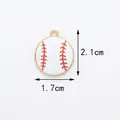 Baseball charms for jewelry making, white and red enamel finish, 2.1cm by 1.7cm size - Baseball
