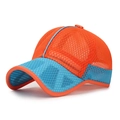 Kids breathable mesh baseball cap with orange and blue contrast design for outdoor sun protection - One Size / Orange