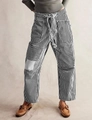 Detail of loose-fit striped trousers with drawstring waist and large side pockets - S / Black