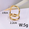 Goldener unregelmäßiger Ring mit gewundenen Linien, Maße 2,9 cm Höhe und 2,2 cm Breite - Einstellbar Offen / 18K Gold