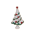 Elegant Christmas tree brooch with green enamel and sparkling red rhinestones - C1853-4-White Green Tree