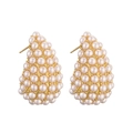 Boucles d'oreilles élégantes en forme de goutte d'eau dorée avec micro-perles - Forme de Goutte d'Eau Dorée 1 Paire