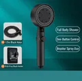 Matte black 5-mode high pressure shower head set with 1.5m hose and wall mount - Black Shower Head with Stop Button + 1.5m Hose + Holder