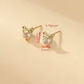 Golden bear stud earrings with heart-shaped zircon, weighing 0.79g for daily wear - Gold Panda/Bear