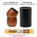 Large sour jujube wood belly cup with dark grain and cylindrical kraft box packaging - 250ML / Large Charcoal Finish Belly Cup (With Black Gift Box)