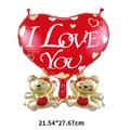 Red heart-shaped I Love You balloon with golden bears for Valentine's Day decor - Heart with Small Bears