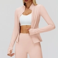 Conjunto deportivo rosa para mujer con chaqueta de cremallera y leggings de fitness - S / Rosa nude