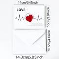 White 3D pop-up heart greeting card with envelope and romantic English text - Folding 3D Heart Series E (LTHK-240816)