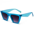 Retro quadratische Oversize-Sonnenbrille mit blauem transparentem Rahmen und Verlaufgläsern - Transparenter Königsblauer Rahmen Graue Gläser