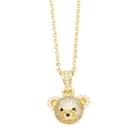 Collana chic con ciondolo a orso dorato e zirconi scintillanti micro-pave per donna - Bianco