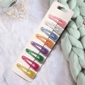 Set of 8 colorful glitter teardrop hair clips on card for children and women - Multicolor Glitter Water Drop Hair Clips 8Pcs Set (R3)