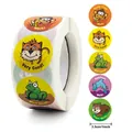 Cute cartoon animal reward stickers roll with 5 styles for kids, 1 inch diameter size - Style A-418 Happy Animals