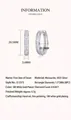 Detail view of S925 silver hoop earrings with 28 hand-set moissanite stones and dimensions - E13373 Moissanite Baguette 1.5*2mm*28pcs