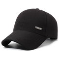 Classic black cotton baseball cap for men featuring a small silver Narason metal logo side - Adjustable / Black