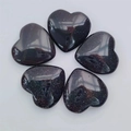 Five heart-shaped dark blue sandstone ornaments with a glittering starry sky effect - Blue Goldstone (Synthetic)