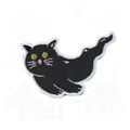 Patch ricamata a forma di gatto nero tattico con coltello e occhi gialli su fondo bianco - Gatto nero sonnambulo (V01391-1)