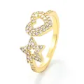 Anello regolabile dorato con cuore e stella in zirconi micro-pavé per donna - Oro (Zirconia Bianca)