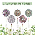 DIY diamond painting wind chime kit featuring five colorful mandala dragonfly pendants - DZ-27 / Single Pattern