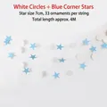 Blue stars and white circles garland decoration for birthday parties 4m length - 4 Meters / White Circle Blue Star