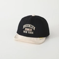 Detail of Brooklyn embroidery and contrast soft brim on baby baseball cap - 50cm (1-3 Years) / BROOKLYN - Black
